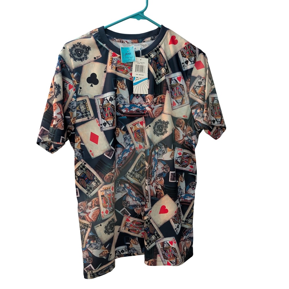 Fresh Prince of Bel-Air Mens Playing Cards Dogs Poker Graphic T-Shirt Medium NEW